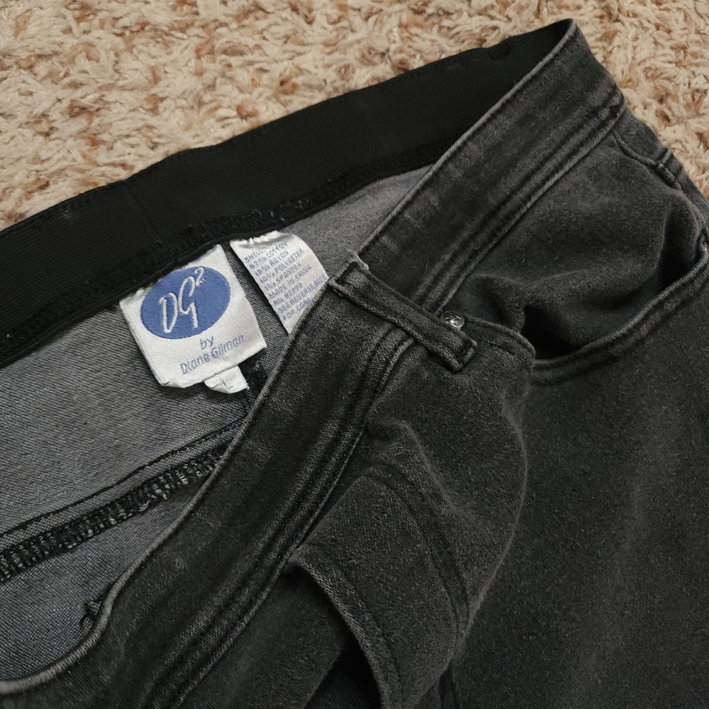 DG2 Diane Gilman Skinny Jeans Womens Large Black Pull On Elastic Waist Stretch